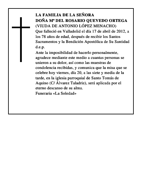 Doña Mª del Rosario Quevedo Ortega