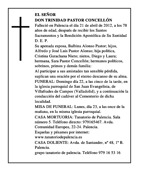 Don Trinidad Pastor Concellón
