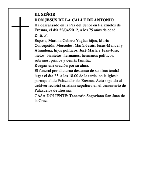 Don Jesús de la Calle de Antonio