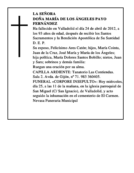 Doña María de los Ángeles Payo Fernández