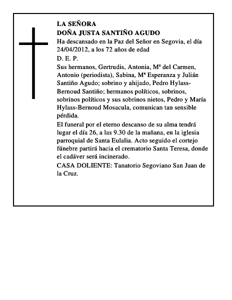 Doña Justa Santiño Agudo