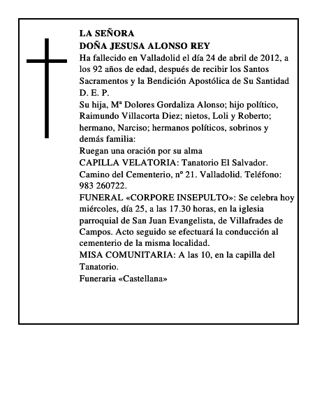 Doña Jesusa Alonso Rey