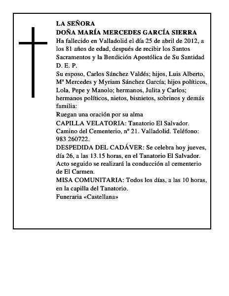 Doña María Mercedes García Sierra
