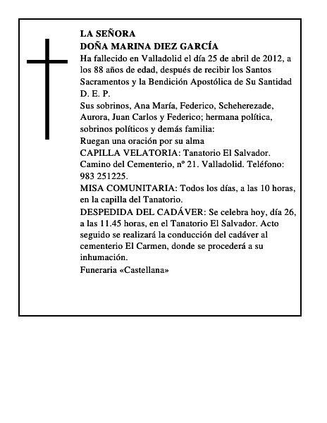Doña Marina Diez García