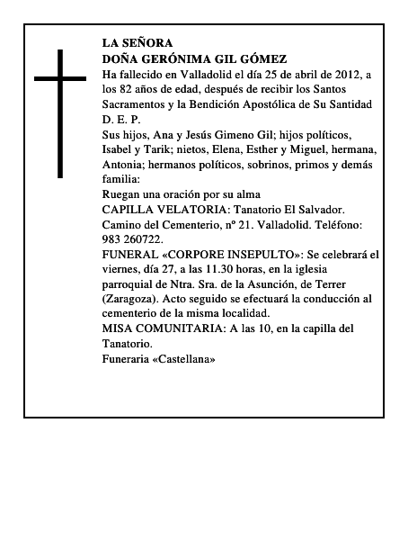 Doña Gerónima Gil Gómez