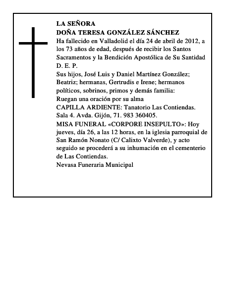 Doña Teresa González Sánchez