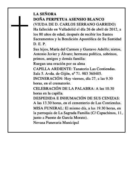 Doña Perpetua Asensio Blanco