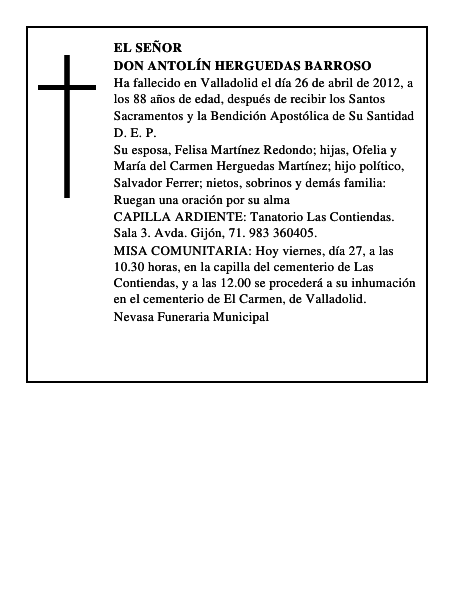 Don Antolín Herguedas Barroso
