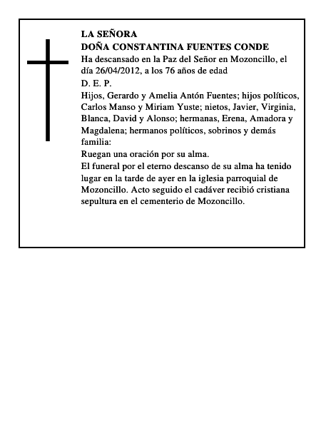 Doña Constantina Fuentes Conde