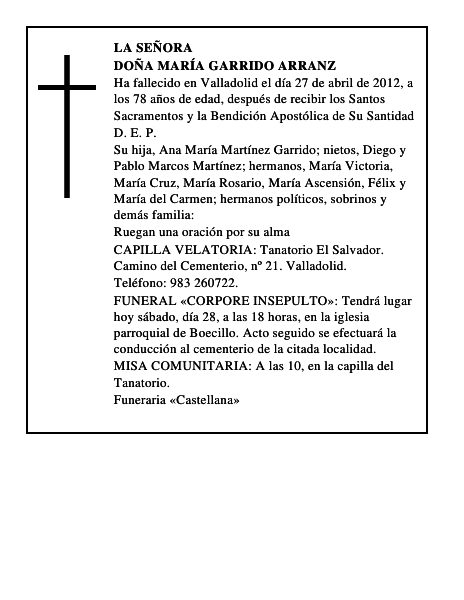 Doña María Garrido Arranz