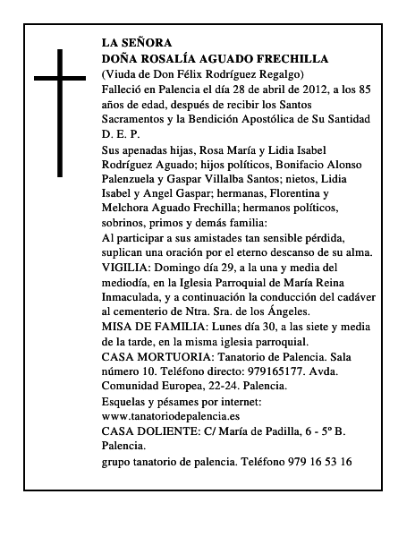 Doña Rosalía Aguado Frechilla
