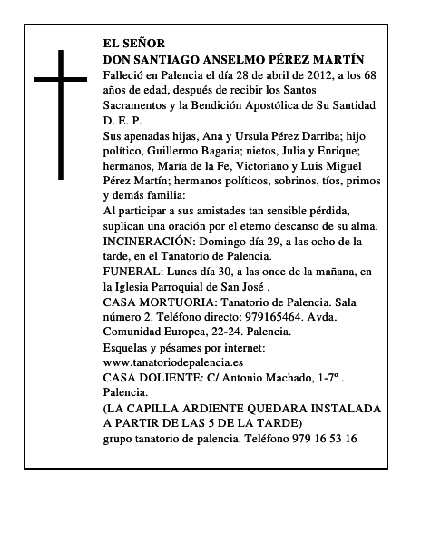 Don Santiago Anselmo Pérez Martín