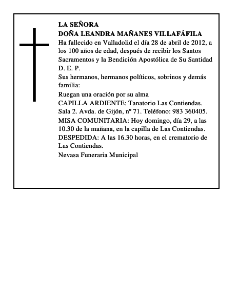 Doña Leandra Mañanes Villafáfila