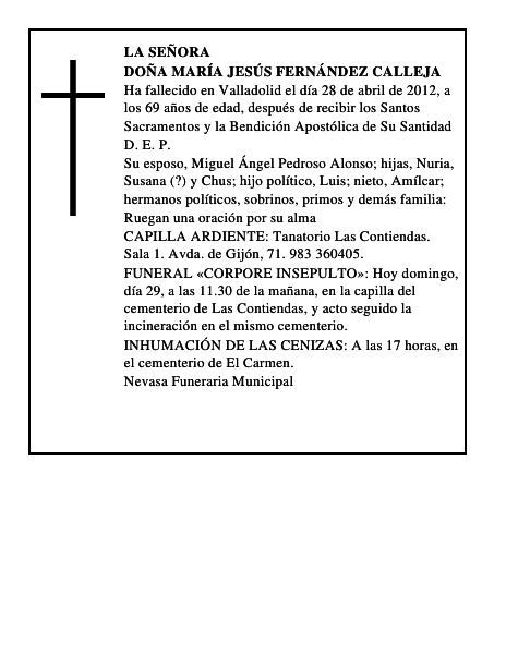 Doña María Jesús Fernández Calleja