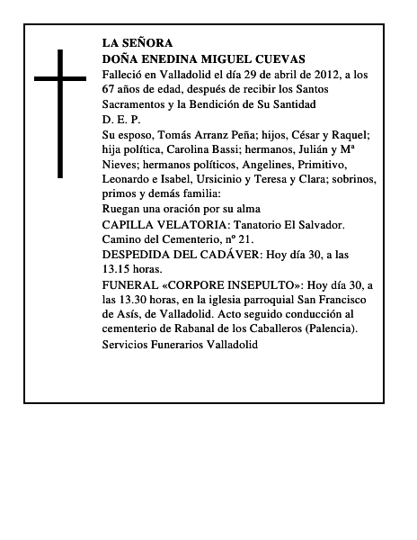 Doña Enedina Miguel Cuevas