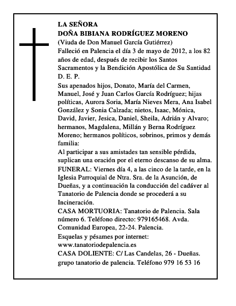 Doña Bibiana Rodríguez Moreno