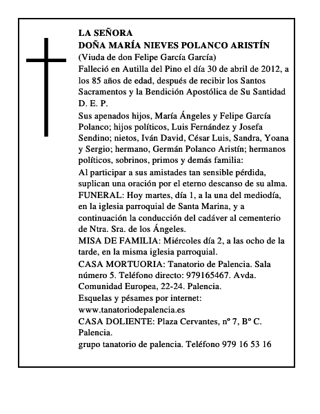 Doña María Nieves Polanco Aristín