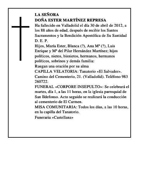 Doña Ester Martínez Represa