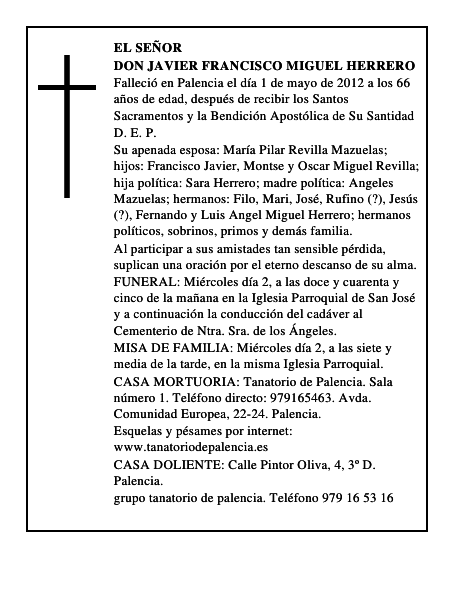 Don Javier Francisco Miguel Herrero