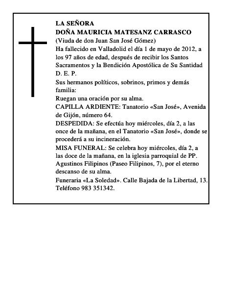 Doña Mauricia Matesanz Carrasco
