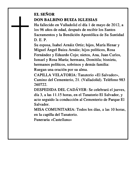 Don Balbino Buiza Iglesias