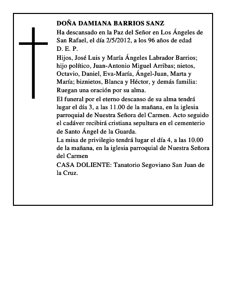 Doña Damiana Barrios Sanz