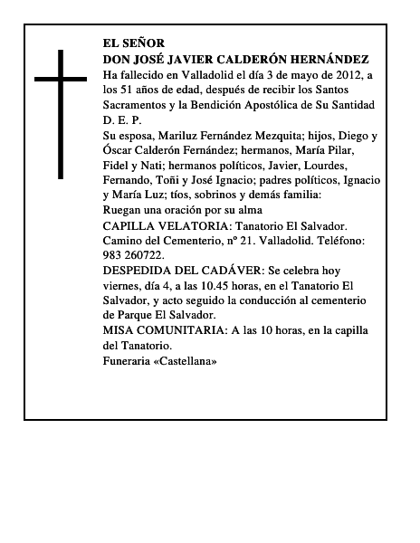 Don José Javier Calderón Hernández