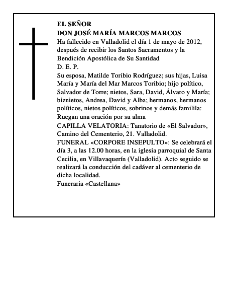 Don José María Marcos Marcos