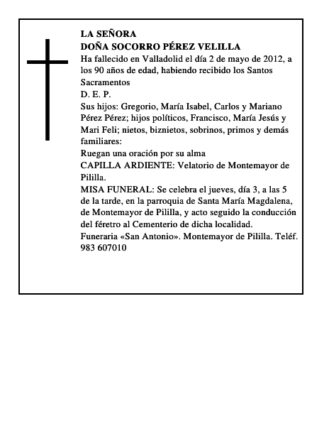 Doña Socorro Pérez Velilla
