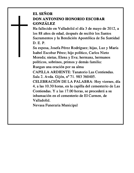 Don Antonino Honorio Escobar González