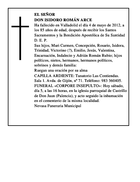 Don Isidoro Román Arce