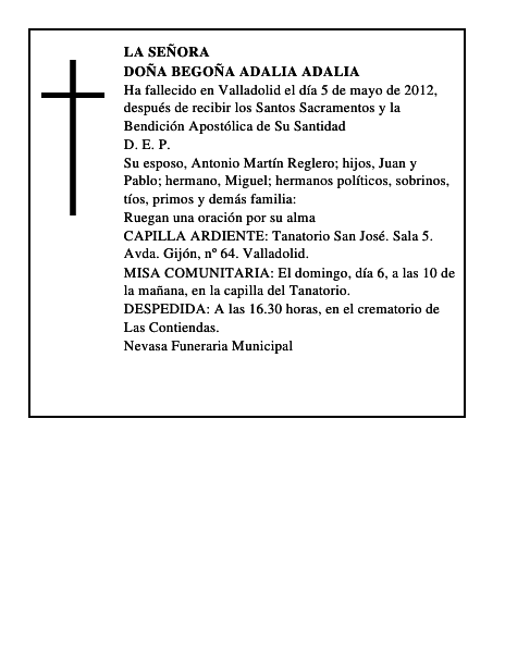 Doña Begoña Adalia Adalia