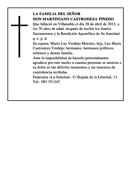 Don Martiniano Castrodeza Pinedo