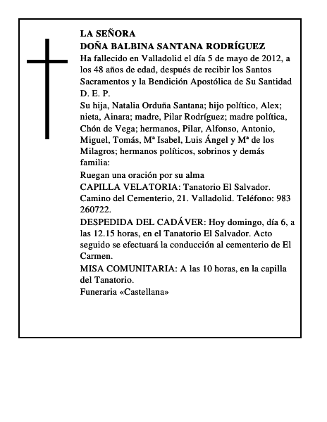Doña Balbina Santana Rodríguez