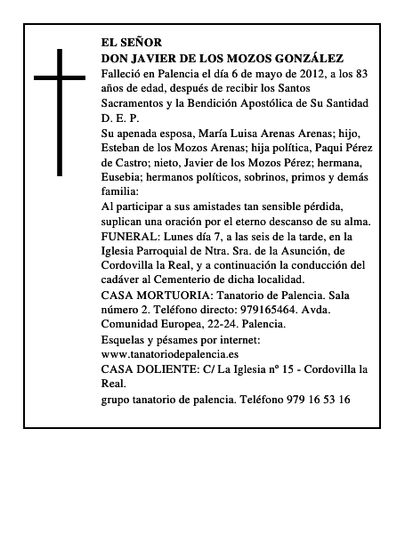 Don Javier de los Mozos González