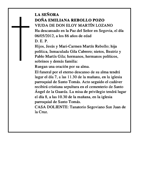 Doña Emiliana Rebollo Pozo