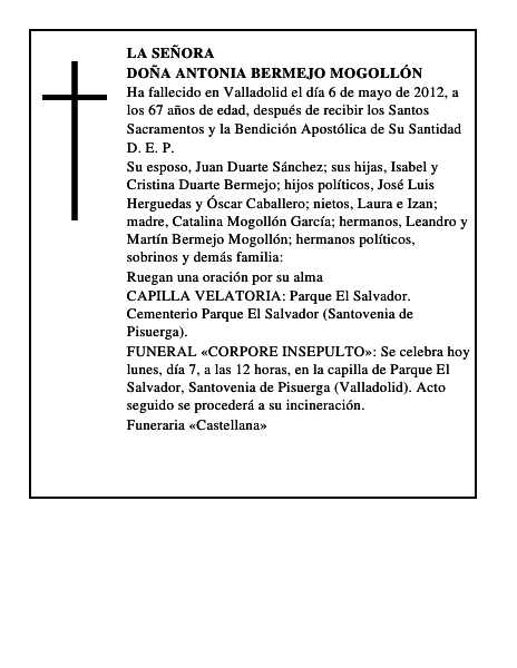 Doña Antonia Bermejo Mogollón