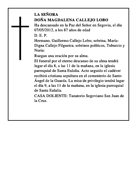 Doña Magdalena Callejo Lobo