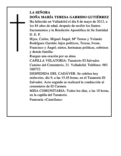 Doña María Teresa Garrido Gutiérrez