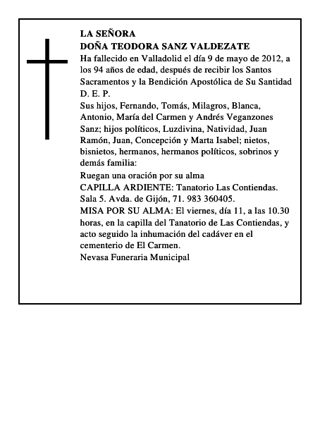 Doña Teodora Sanz Valdezate