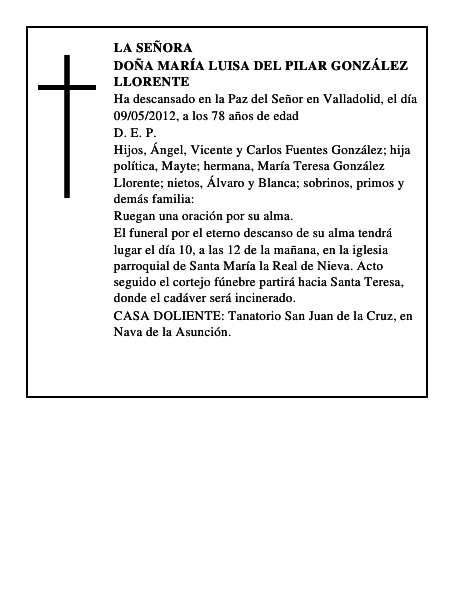 Doña María Luisa del Pilar González Llorente