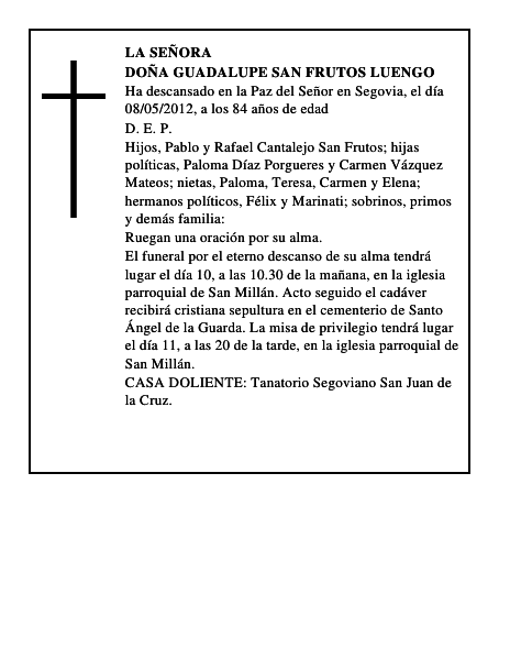 Doña Guadalupe San Frutos Luengo