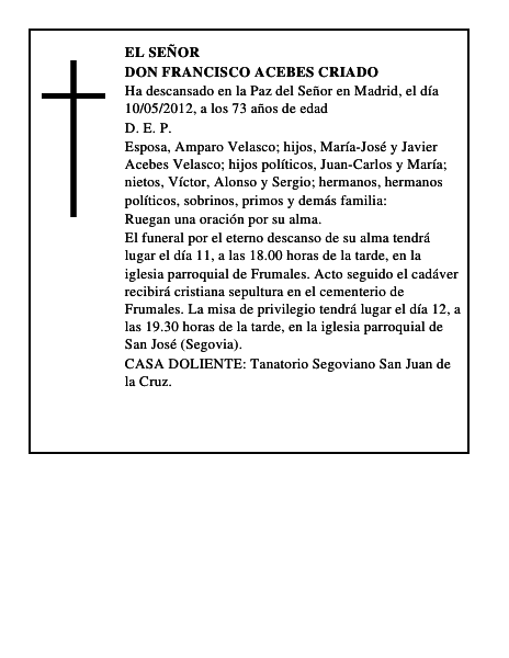 Don Francisco Acebes Criado