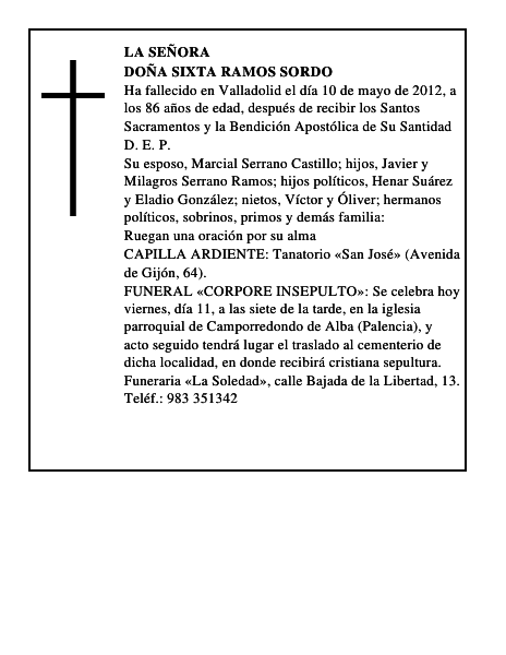 Doña Sixta Ramos Sordo