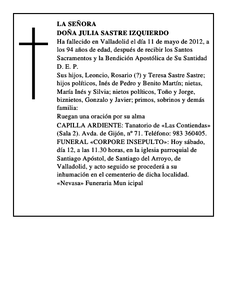 Doña Julia Sastre Izquierdo