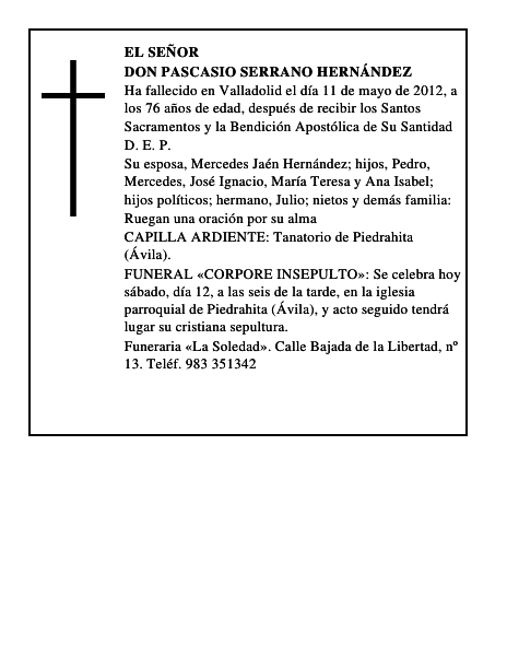 Don Pascasio Serrano Hernández