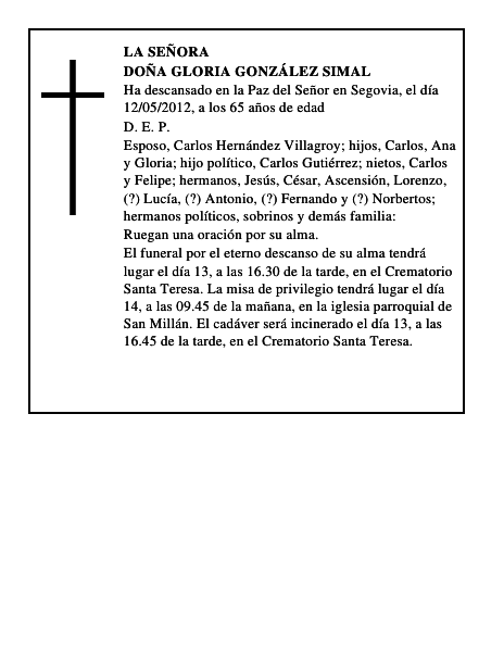 Doña Gloria González Simal