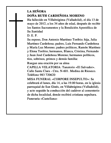 Doña Ruth Cardeñosa Moreno
