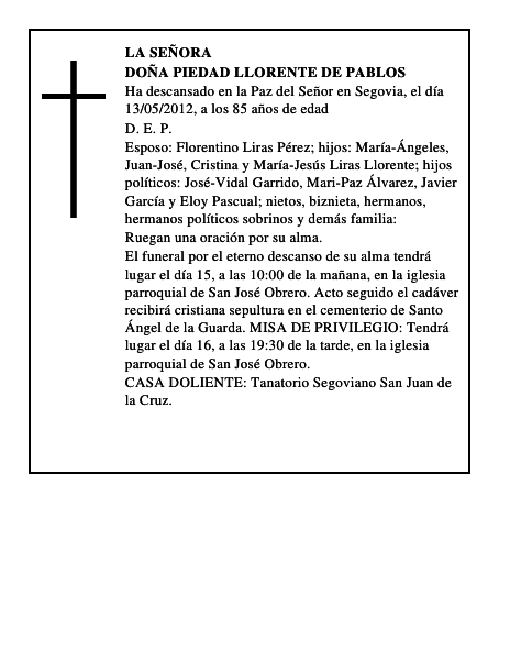 Doña Piedad Llorente de Pablos