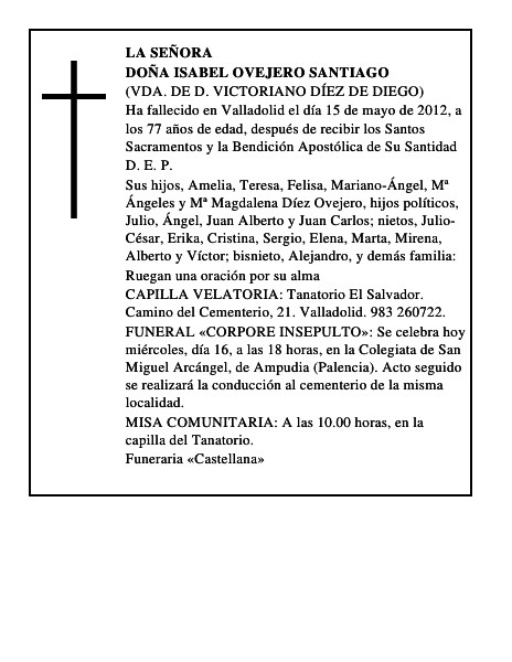 Doña Isabel Ovejero Santiago